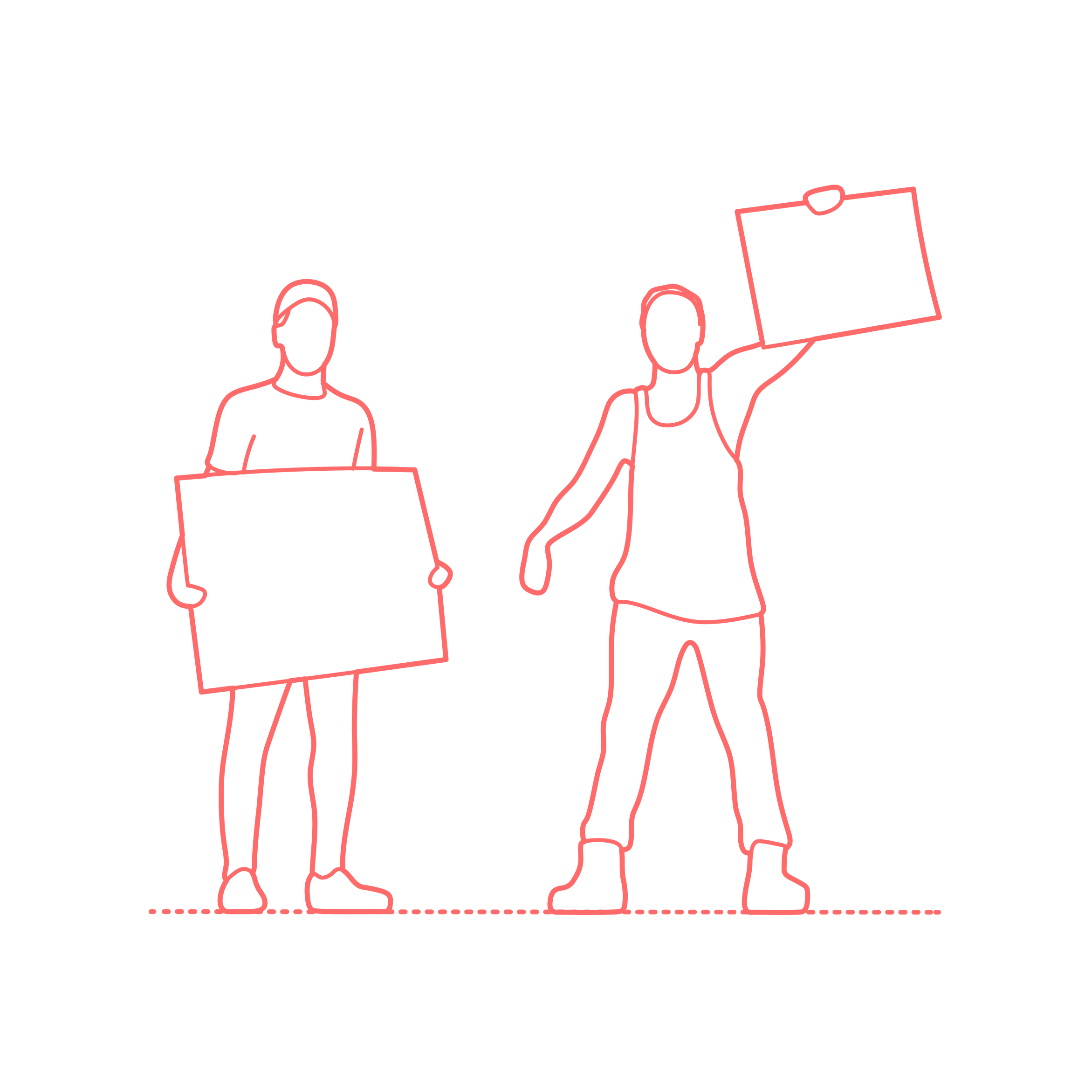 Humans Protest Protesters Holding Signs Men Front Svg Line Art Free Vectors